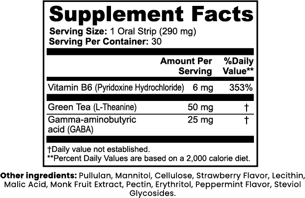 SH Calm Strip | L - Theanine & GABA Stress Support Oral Strips - 30 Day Supply - Stelimasa Health