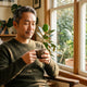 Man resting quietly with tea by a window — ashwagandha and cortisol