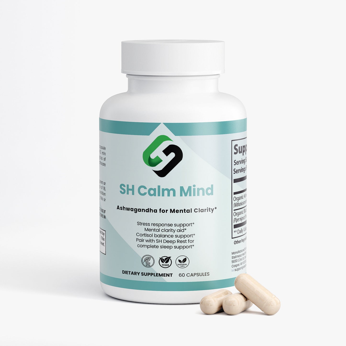 Organic Ashwagandha for Stress & Sleep - SH Calm Mind 2-Pack | 650mg, 120 Capsules