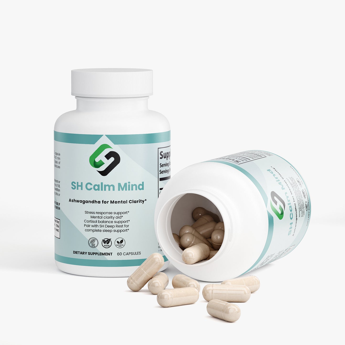 Organic Ashwagandha for Stress & Sleep - SH Calm Mind 2-Pack | 650mg, 120 Capsules