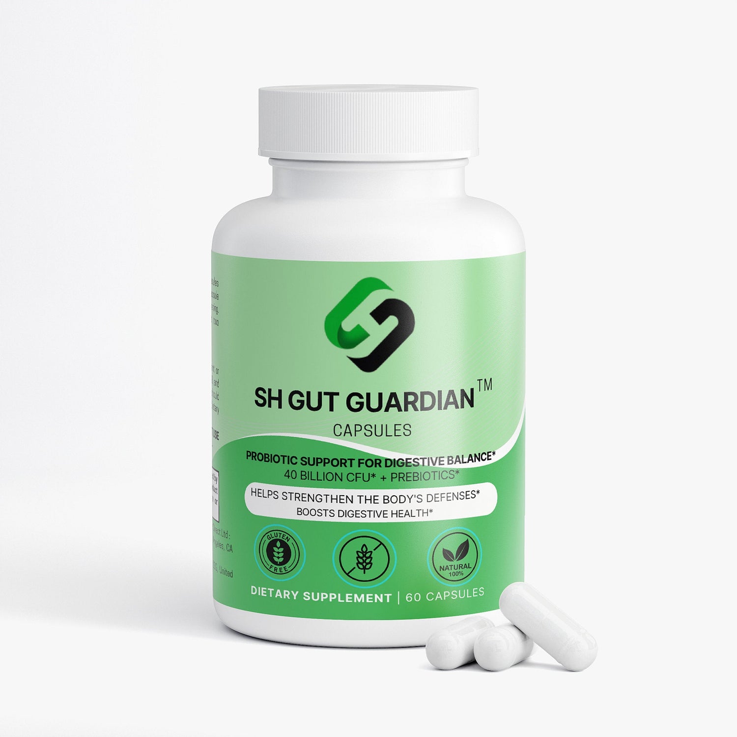 SH Gut Guardian gluten-free allergen-free probiotic supplement made in USA for gut microbiome